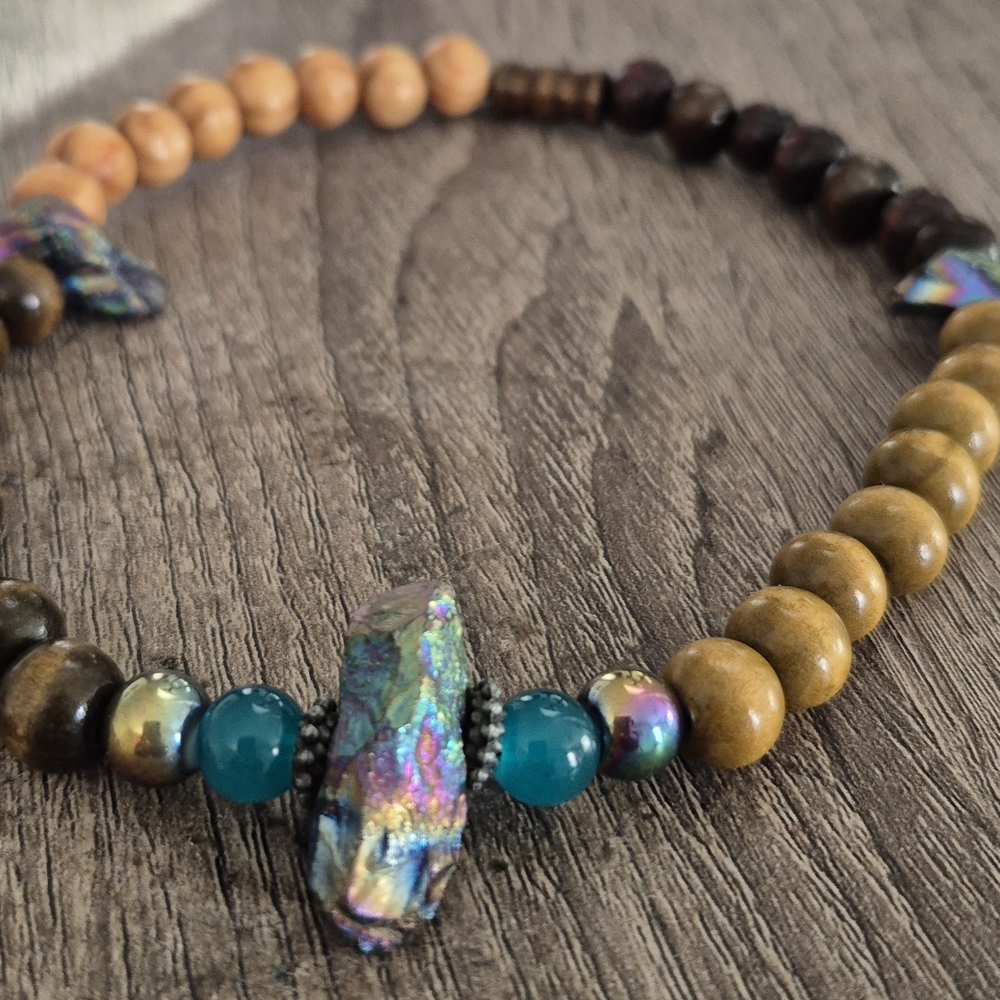 Handmade Natural Hematite And Mala Beads Neclace/Choker!